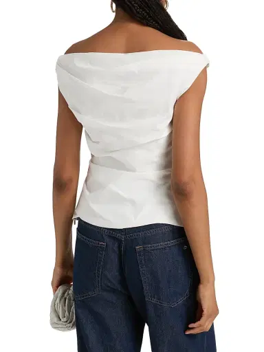 Simkhai Women's Maisel Cotton-Blend Draped Top - White - Size 8 | Thumbnail 5