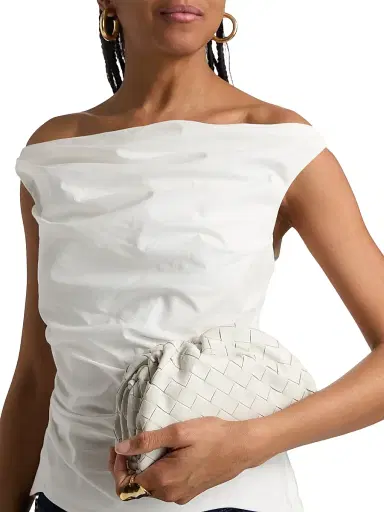 Simkhai Women's Maisel Cotton-Blend Draped Top - White - Size 8 | Thumbnail 6