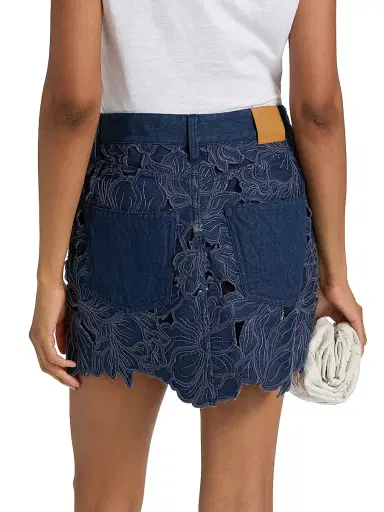Simkhai Women's Winnie Floral-Appliqué Denim Miniskirt - Imperial - Size 29 | Thumbnail 5 Simkhai Women's Winnie Floral-Appliqué Denim Miniskirt - Imperial - Size 29 | Thumbnail 5