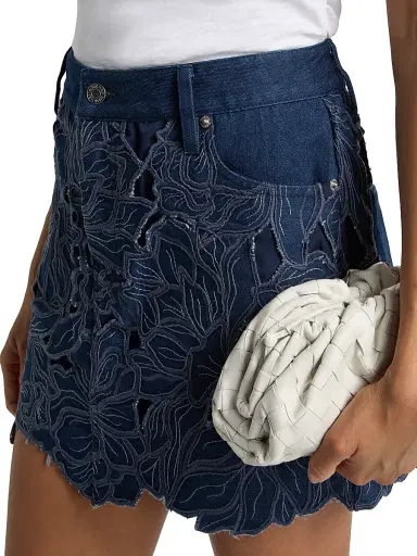 Simkhai Women's Winnie Floral-Appliqué Denim Miniskirt - Imperial - Size 29 | Thumbnail 6 Simkhai Women's Winnie Floral-Appliqué Denim Miniskirt - Imperial - Size 29 | Thumbnail 6
