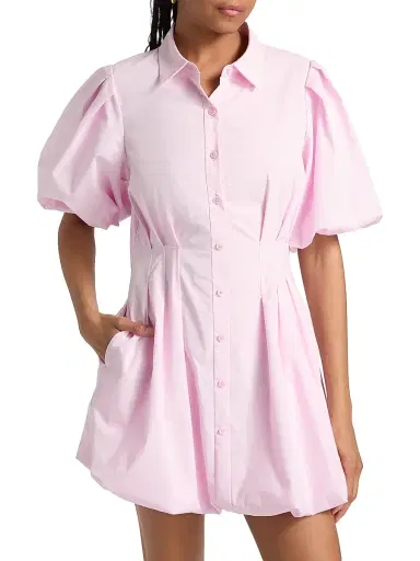 Simkhai Women's Cleo Balloon Pintuck Minidress | Thumbnail 3 Simkhai Women's Cleo Balloon Pintuck Minidress | Thumbnail 3