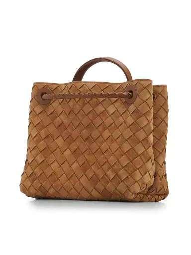 Bottega Veneta Women's Andiamo Small Intrecciato Suede Top Handle Bag - Amber | Thumbnail 3
