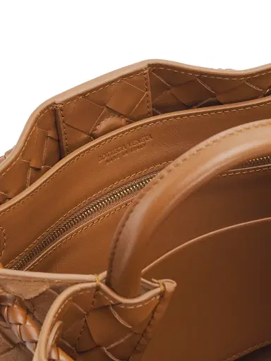 Bottega Veneta Women's Andiamo Small Intrecciato Suede Top Handle Bag - Amber | Thumbnail 4
