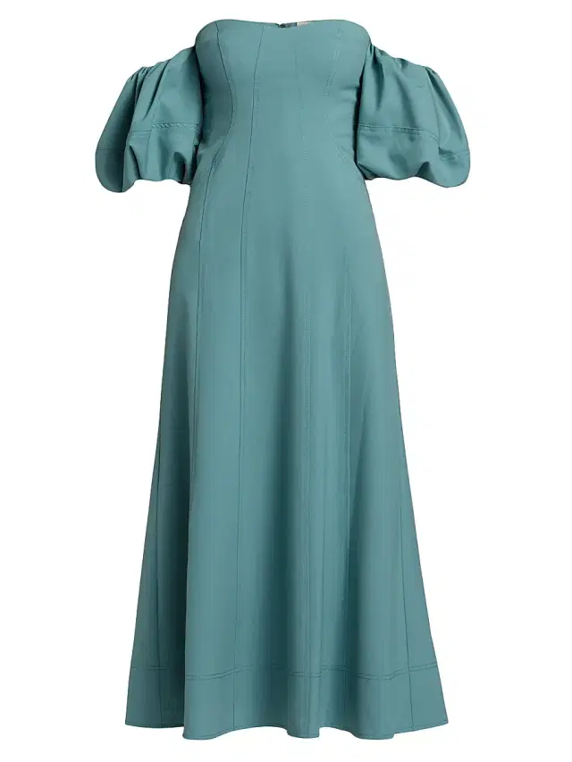 Ulla Johnson Women's Ninia Off-the-Shoulder Midi-Dress - Ocean