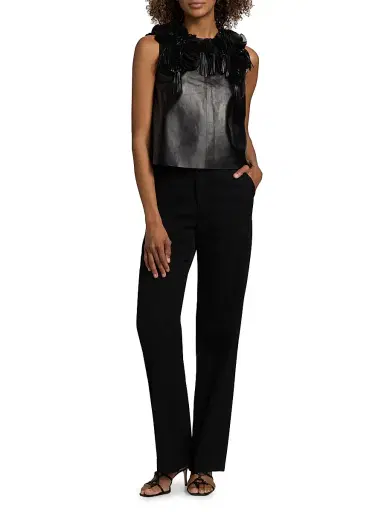 Ulla Johnson Women's Marlowe Floral Appliqué Leather Top | Thumbnail 2 Ulla Johnson Women's Marlowe Floral Appliqué Leather Top | Thumbnail 2