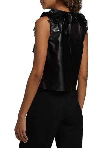 Ulla Johnson Women's Marlowe Floral Appliqué Leather Top | Thumbnail 5 Ulla Johnson Women's Marlowe Floral Appliqué Leather Top | Thumbnail 5