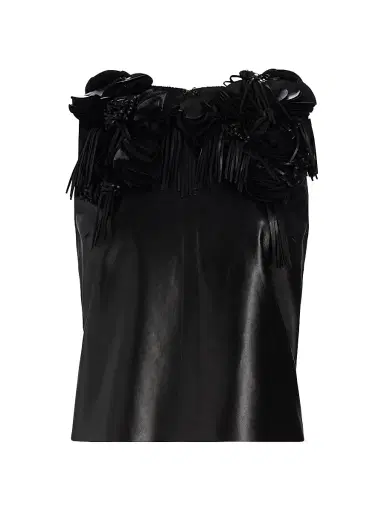 Ulla Johnson Women's Marlowe Floral Appliqué Leather Top | Thumbnail 1 Ulla Johnson Women's Marlowe Floral Appliqué Leather Top | Thumbnail 1