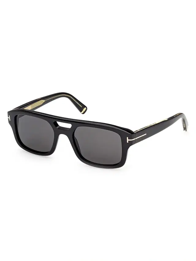 TOM FORD Men's 55MM Logo Square Sunglasses - Black