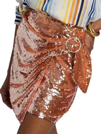 Toccin Women's Dawson Sequin Sarong-Style Miniskirt - Spritz | Thumbnail 6