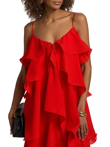 Toccin Women's Agustina Tiered Georgette Maxi Dress - Tomato | Thumbnail 6