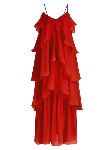 Toccin Women's Agustina Tiered Georgette Maxi Dress - Tomato | Thumbnail 1