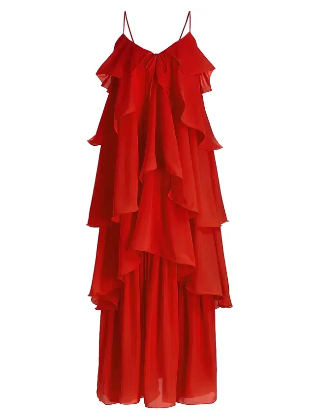 Toccin Women's Agustina Tiered Georgette Maxi Dress - Tomato