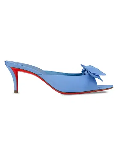 Christian Louboutin Women's Mulazee Silk Taffetas 60MM Mule Sandals - Ceruleo | Thumbnail 1 Christian Louboutin Women's Mulazee Silk Taffetas 60MM Mule Sandals - Ceruleo | Thumbnail 1