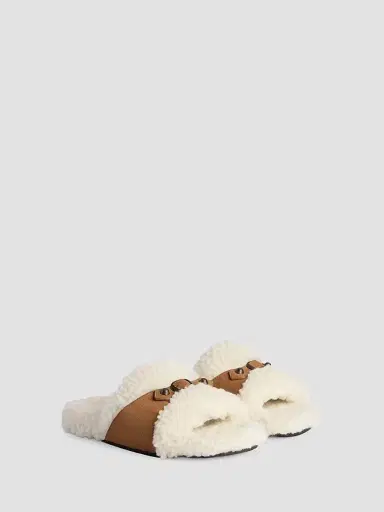 Balenciaga Women's Furry Slide Sandals - Off White Brown - Size 11 | Thumbnail 2 Balenciaga Women's Furry Slide Sandals - Off White Brown - Size 11 | Thumbnail 2