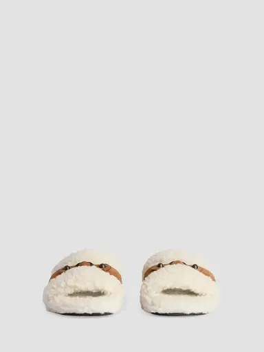 Balenciaga Women's Furry Slide Sandals - Off White Brown - Size 11 | Thumbnail 4 Balenciaga Women's Furry Slide Sandals - Off White Brown - Size 11 | Thumbnail 4