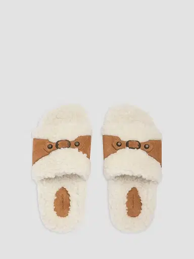 Balenciaga Women's Furry Slide Sandals - Off White Brown - Size 11 | Thumbnail 5 Balenciaga Women's Furry Slide Sandals - Off White Brown - Size 11 | Thumbnail 5