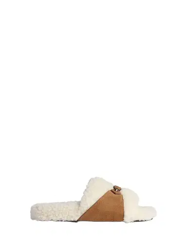 Balenciaga Women's Furry Slide Sandals - Off White Brown - Size 11 | Thumbnail 1 Balenciaga Women's Furry Slide Sandals - Off White Brown - Size 11 | Thumbnail 1