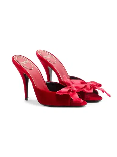 Valentino Garavani Women's Marie A Velvet 105MM Slide Sandals - Rosso Valentino - Size 6.5 | Thumbnail 2
