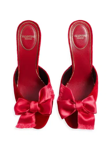 Valentino Garavani Women's Marie A Velvet 105MM Slide Sandals | Thumbnail 4 Valentino Garavani Women's Marie A Velvet 105MM Slide Sandals | Thumbnail 4