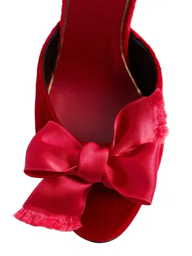 Valentino Garavani Women's Marie A Velvet 105MM Slide Sandals - Rosso Valentino - Size 6.5 | Thumbnail 6
