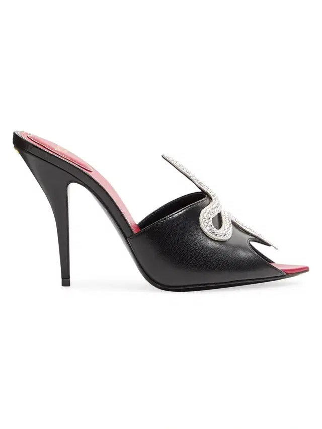 Women's Coeur Vipère 10MM Kidskin Slide Sandals - Black