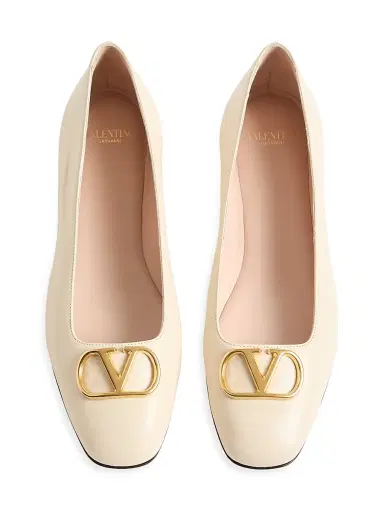 Valentino Garavani Women's VLogo Signature Ballerinas in Nappa - Butter - Size 11.5 | Thumbnail 3