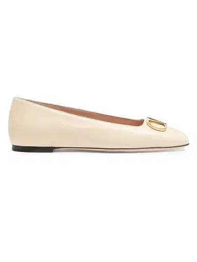 Valentino Garavani Women's VLogo Signature Ballerinas in Nappa - Butter - Size 11.5 | Thumbnail 1