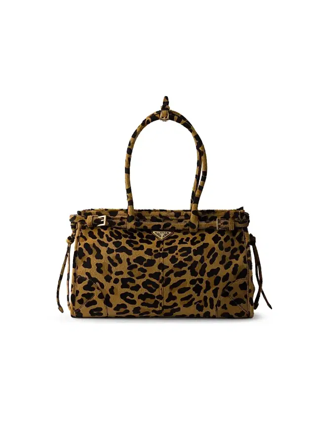 Prada Women's  Bonnie  Printed Leather Top Handle Bag - Beige Khaki