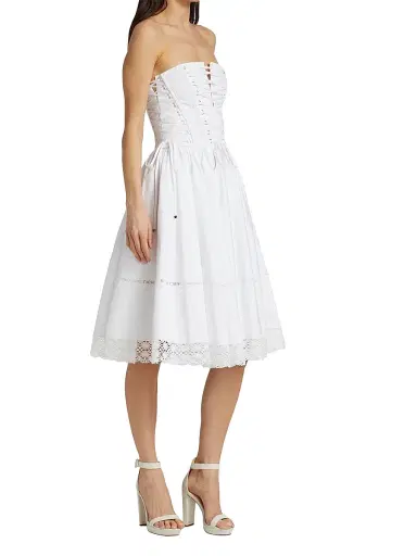 Dolce & Gabbana Women's Tuta Lace-Up Cotton Twill Dress - Bianco Ottico | Thumbnail 4