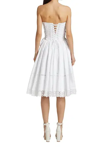 Dolce & Gabbana Women's Tuta Lace-Up Cotton Twill Dress - Bianco Ottico | Thumbnail 5