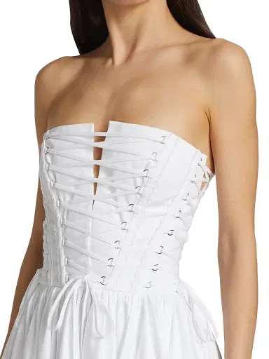 Dolce & Gabbana Women's Tuta Lace-Up Cotton Twill Dress - Bianco Ottico | Thumbnail 6