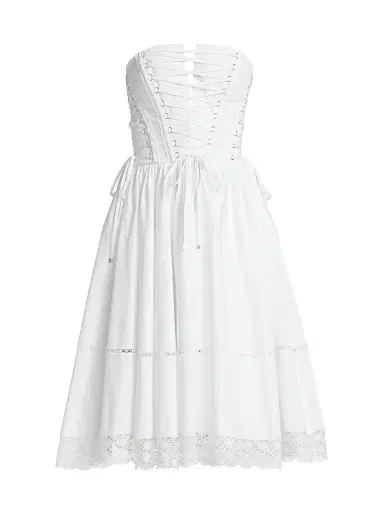 Dolce & Gabbana Women's Tuta Lace-Up Cotton Twill Dress - Bianco Ottico | Thumbnail 1