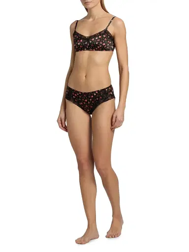 Dolce & Gabbana Women's Regg. Senza Ferretto Silk-Blend Bra - Roselline Nero - Size Large | Thumbnail 2 Dolce & Gabbana Women's Regg. Senza Ferretto Silk-Blend Bra - Roselline Nero - Size Large | Thumbnail 2