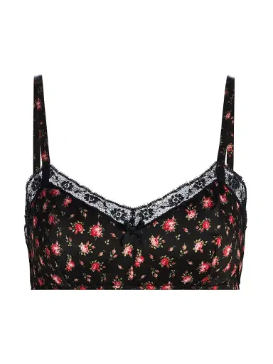 Dolce & Gabbana Women's Regg. Senza Ferretto Silk-Blend Bra - Roselline Nero - Size Large | Thumbnail 1 Dolce & Gabbana Women's Regg. Senza Ferretto Silk-Blend Bra - Roselline Nero - Size Large | Thumbnail 1