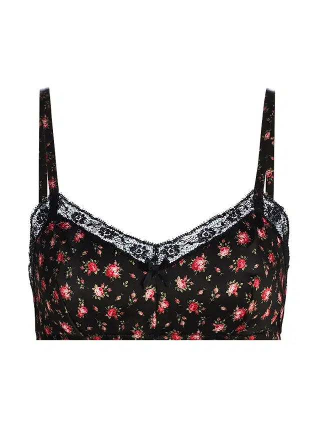 Dolce & Gabbana Women's Regg. Senza Ferretto Silk-Blend Bra - Roselline Nero