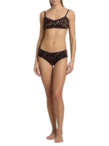 Dolce & Gabbana Women's Roselline Silk-Blend Brief - Roselline Nero - Size XL | Thumbnail 2 Dolce & Gabbana Women's Roselline Silk-Blend Brief - Roselline Nero - Size XL | Thumbnail 2