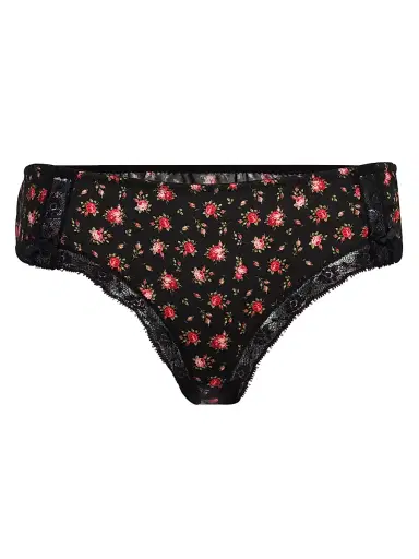 Dolce & Gabbana Women's Roselline Silk-Blend Brief - Roselline Nero - Size XL | Thumbnail 1 Dolce & Gabbana Women's Roselline Silk-Blend Brief - Roselline Nero - Size XL | Thumbnail 1