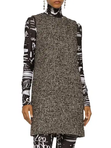 Dolce & Gabbana Women's Tweed Sleeveless A-Line Minidress | Thumbnail 3 Dolce & Gabbana Women's Tweed Sleeveless A-Line Minidress | Thumbnail 3