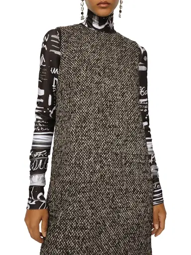 Dolce & Gabbana Women's Tweed Sleeveless A-Line Minidress | Thumbnail 5 Dolce & Gabbana Women's Tweed Sleeveless A-Line Minidress | Thumbnail 5