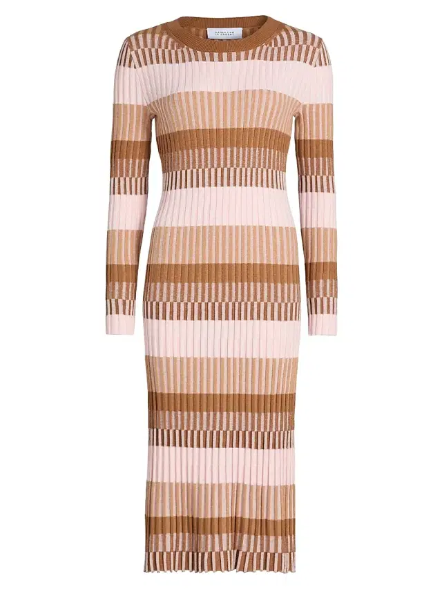 Derek Lam 10 Crosby Women's Hadria Plaited Stripe Sweaterdress - Spice Multi