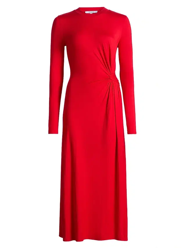 Derek Lam 10 Crosby Women's Avise Draped Jersey Midi-Dress - Poppy Red
