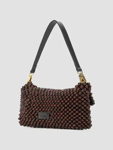Staud Women's Timmy Beaded Wood Shoulder Bag - Dark Brown | Thumbnail 2