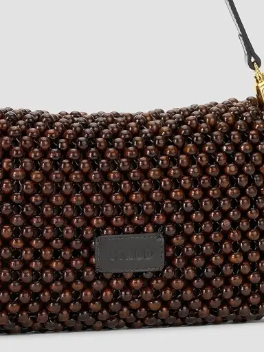 Staud Women's Timmy Beaded Wood Shoulder Bag - Dark Brown | Thumbnail 5