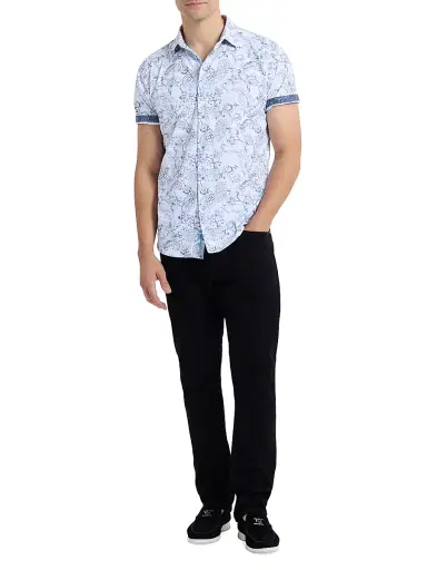 Robert Graham Men's Bascobel Floral Stretch Short-Sleeve Shirt - Light Blue - Size XXL | Thumbnail 2