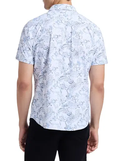Robert Graham Men's Bascobel Floral Stretch Short-Sleeve Shirt - Light Blue - Size XXL | Thumbnail 5