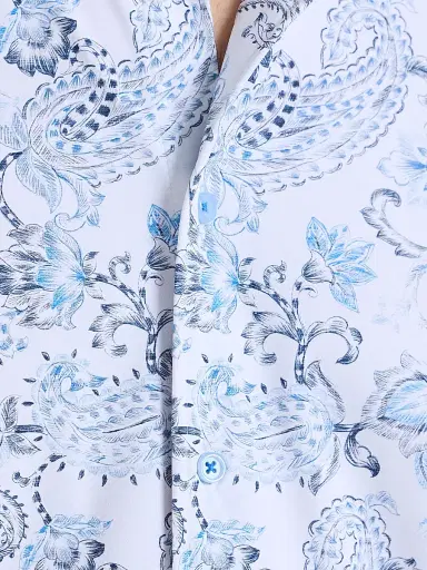 Robert Graham Men's Bascobel Floral Stretch Short-Sleeve Shirt - Light Blue - Size XXL | Thumbnail 7