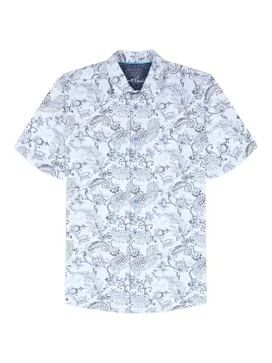 Robert Graham Men's Bascobel Floral Stretch Short-Sleeve Shirt - Light Blue - Size XXL | Thumbnail 1