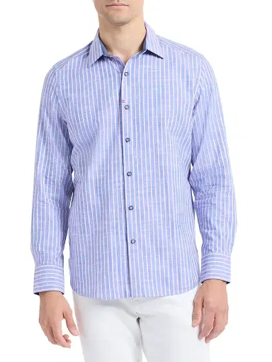 Robert Graham Men's Fardella Striped Cotton Shirt - Indigo - Size XXXL | Thumbnail 3 Robert Graham Men's Fardella Striped Cotton Shirt - Indigo - Size XXXL | Thumbnail 3