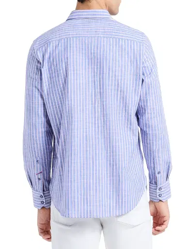 Robert Graham Men's Fardella Striped Cotton Shirt - Indigo - Size XXXL | Thumbnail 5 Robert Graham Men's Fardella Striped Cotton Shirt - Indigo - Size XXXL | Thumbnail 5