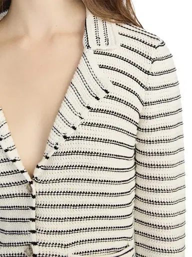 FRAME Women's The Crochet Striped Blazer - Cream Multi | Thumbnail 6
